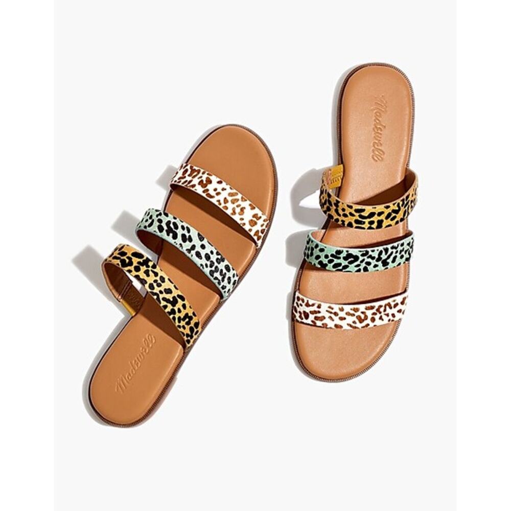 NEW Madewell The Ilana Slide Sandal in Calf Hair in Seaside Blue Wash